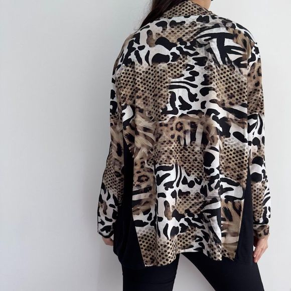 barbara lebek Leopard print zip front cardigan top - Picture 5 of 10